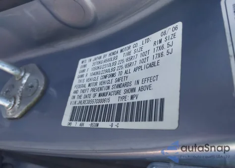 2007 Honda Cr-V Ex from USA, damaged, VIN JHLRE38557C000615